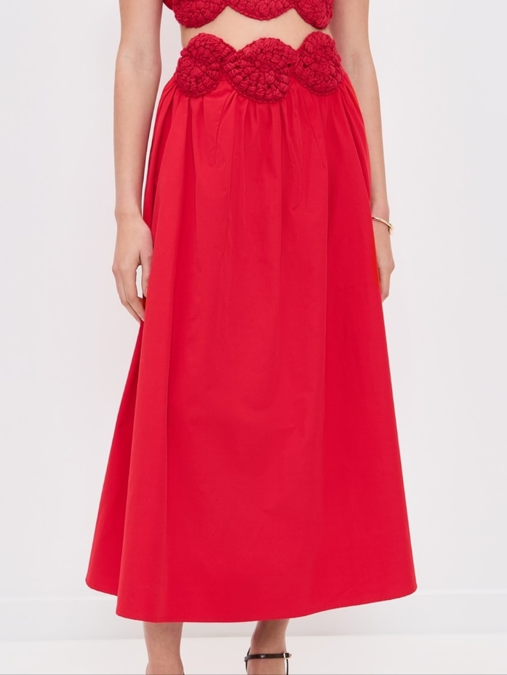 Eze Red Crochet-Waist Maxi Skirt (Damaged) - Picture 2 of 10